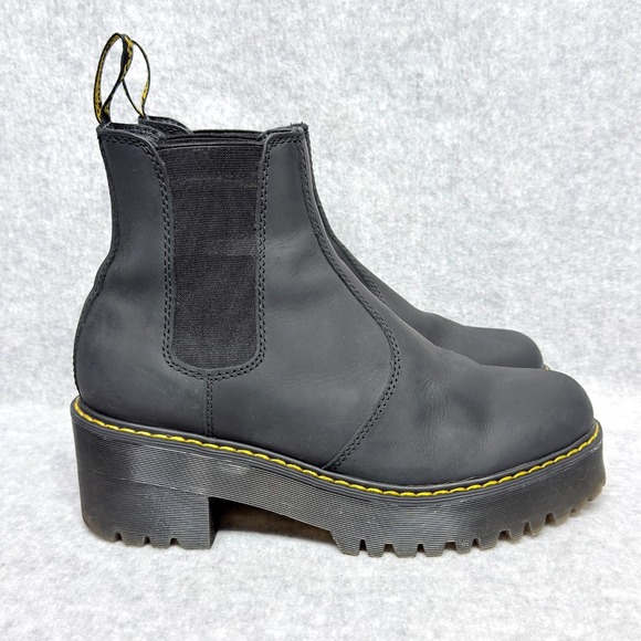 Dr. Martens Shoes - Dr Martens Rometty Womens Size 9 Platform Chelsea Boots Black Burnished Wyoming